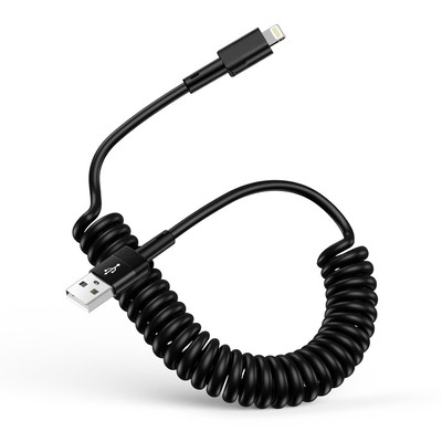 kigpozi Spiralkabel USB A auf Lightning Kabel,A-pple Carplay Kabel, Kurz iPhone