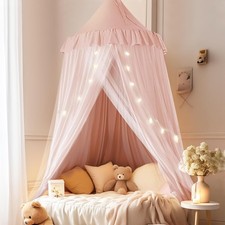 Bed Canopy with Star Lights, Double Layer Canopy for Bed, Princess Play Tent ...