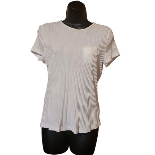 Helmut Lang The Pocket Ribbed T-Shirt White Cotton Shortsleeves Size Large