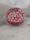 Murano Style Millefiori Art Glass Paperweight Red White 2.5 inch high 6  Round — photo 2