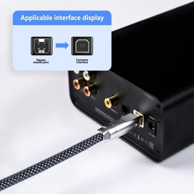 USB B-Type Square Port Gold-Plated Plug Connector Shell 6mm Hole Aluminum Alloy