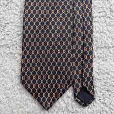 Brooks Brothers Makers All Silk Necktie Tie Blue Geometric Made in USA