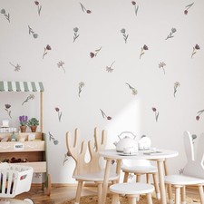 Boho Wildflower Wall Stickers,Daisy Flower Decals,Peel and Stick Floral Wall