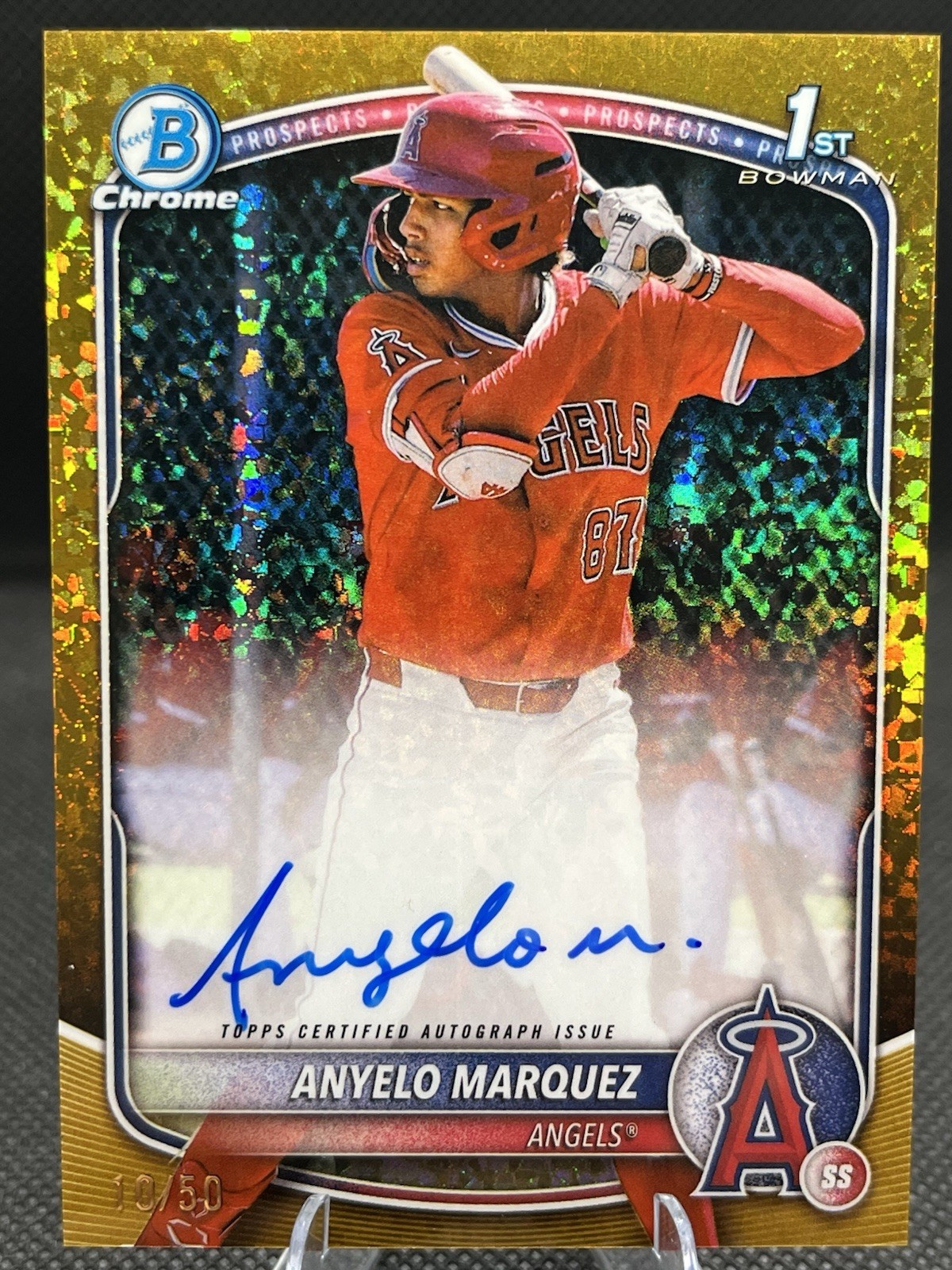 2025 Bowman Chrome Anyelo Marquez #CPA-AM Prospect Auto Gold Mini Diamond /50