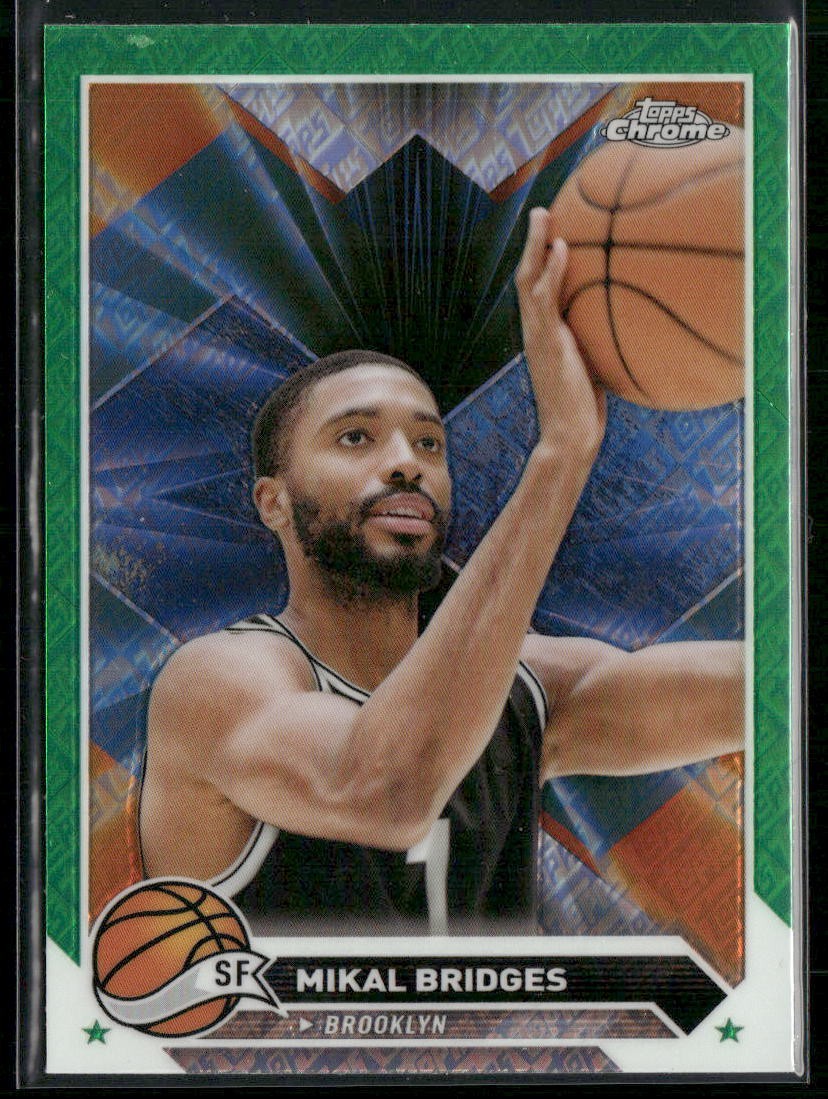 2023-24 Topps Chrome Mikal Bridges Green Logo Refractors #2 Brooklyn Nets