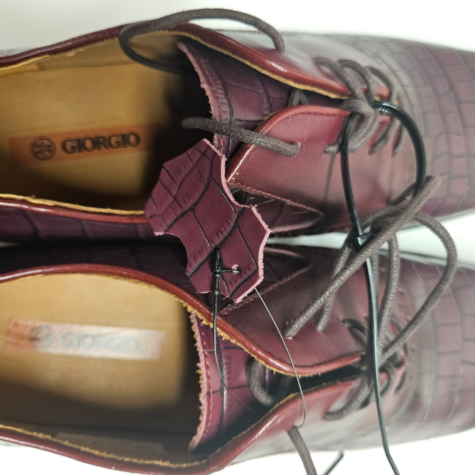Giorgio Leather Croc Effect Shoes UK 9.5 EU 44 Maroon Smart Formal Lace Up image 5