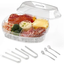 Ice Serving Tray, Chilled Party Platter,ice Chilled Platter with lid,Serving ...