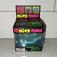 Nee Doh Nice Cube Super Solid Squish Blue Gel Squeeze Ball Stress Toy 4"
