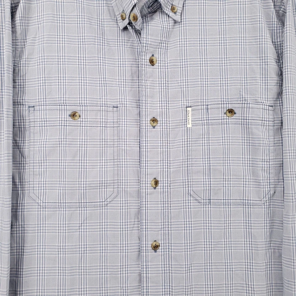 Duck Head Button Down Shirt Mens S Small Blue Plaid Stretch Long Sleeve Pockets - Image 3 of 4