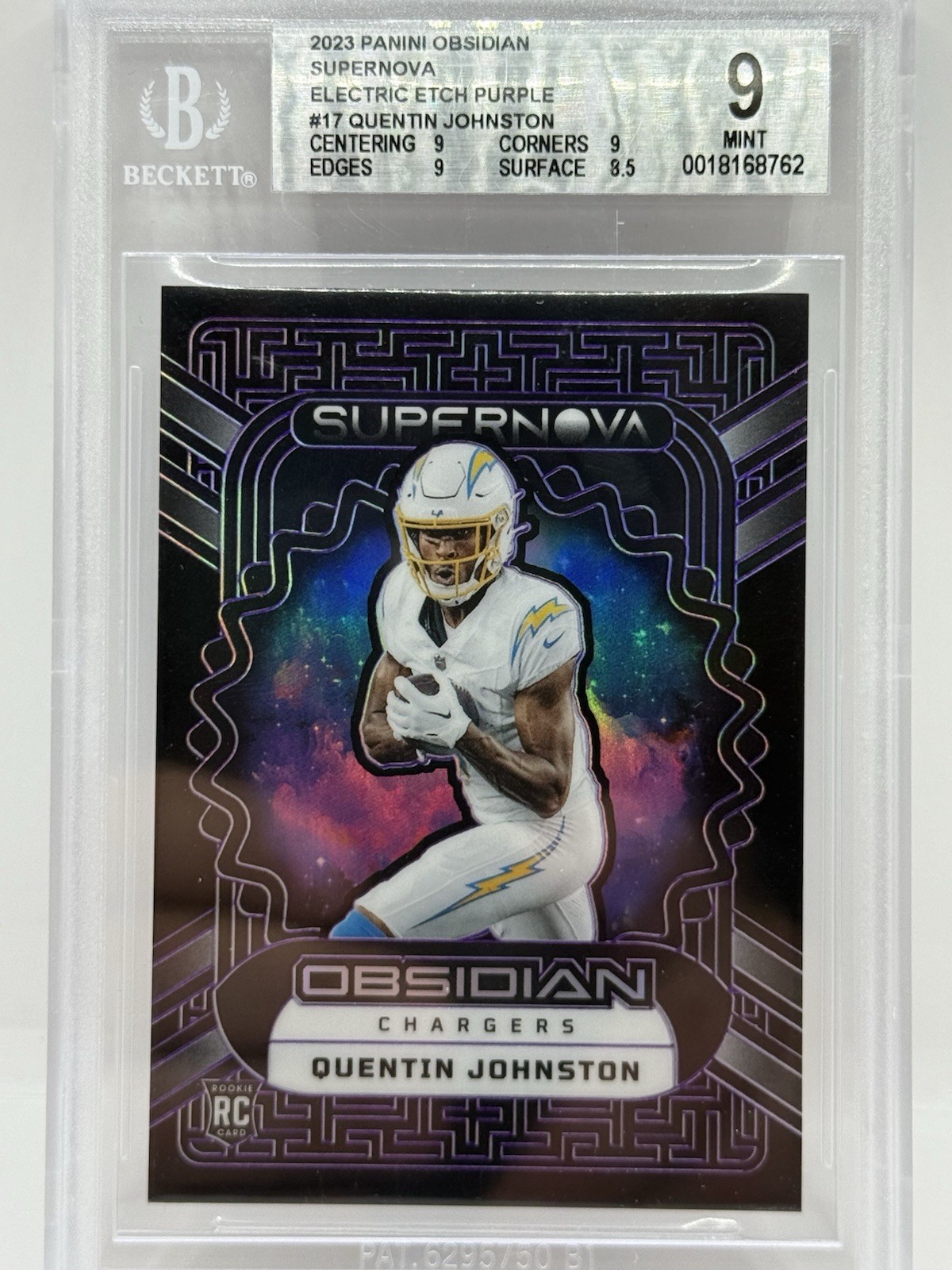 2023 Panini Obsidian - Supernova Purple Electric Etch #17 Quentin Johnston /75
