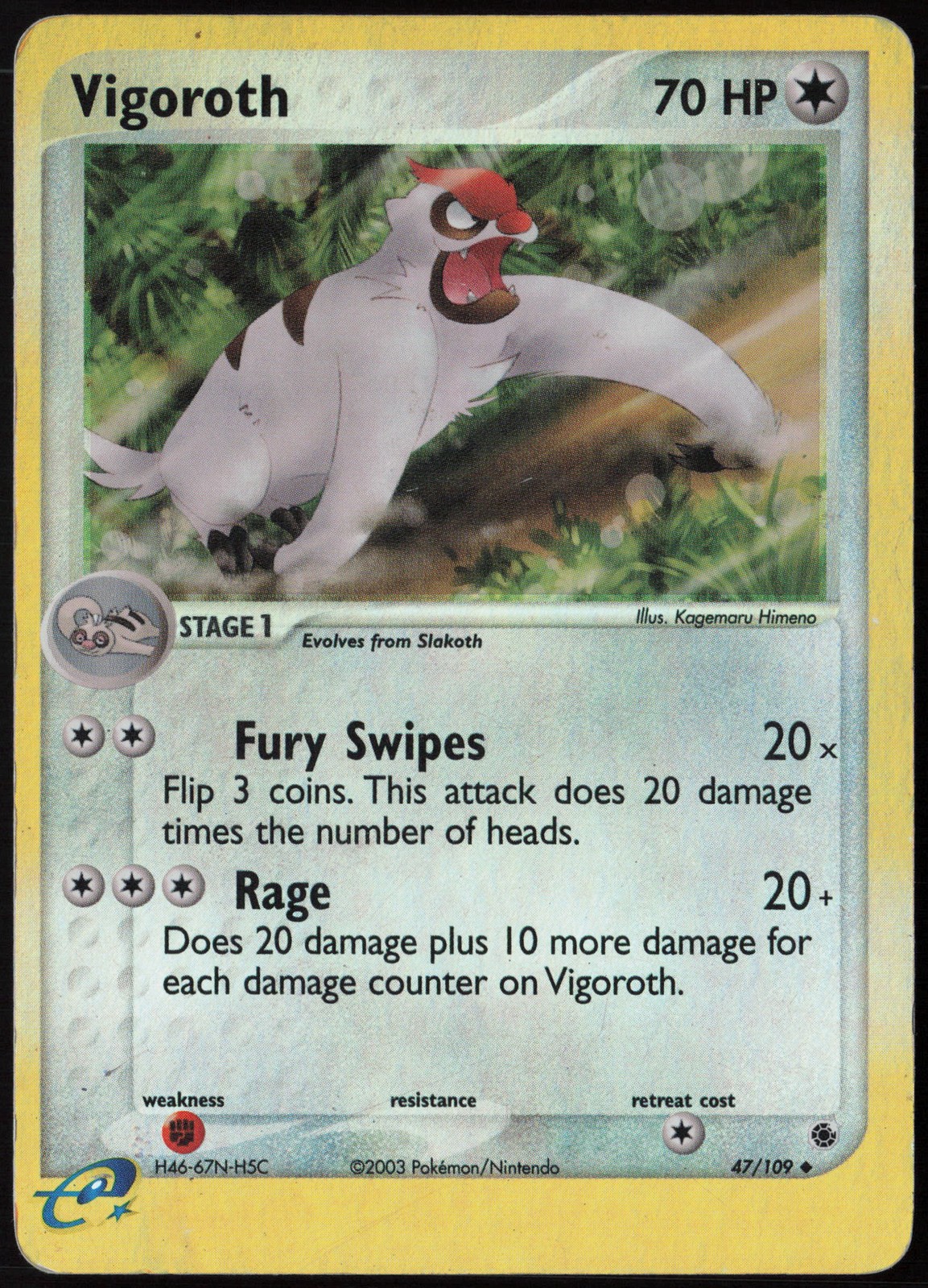 Vigoroth 47/109 EX Ruby and Sapphire Uncommon Reverse Holofoil EN Pokemon LP