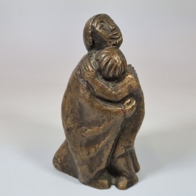 Nach Otto Sonnleitner Deutsch 1906-1985 Bronzeskulptur Vater mit Sohn 16cm