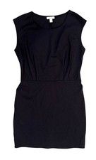 Nine West Black Sleeveless Ruched Sheath Dress Size L Stretch Jersey LBD Classy