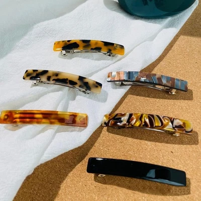 6PCS French Barrette Hair Clip, 7.5CM Hair Slides for Women, Tortoiseshell Hair - Image 1 of 4