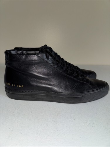 Common Projects Mid schwarze Leder Herrenschuhe Größe 8 Italien 41 1529 Premium gebraucht, in einwandfreiem Zustand - Bild 2 von 9