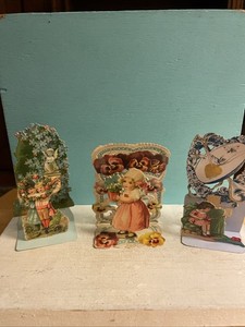 SALE~ LOT of 3 ~ 1910's VINTAGE VALENTINES ~OPEN & STAND UP