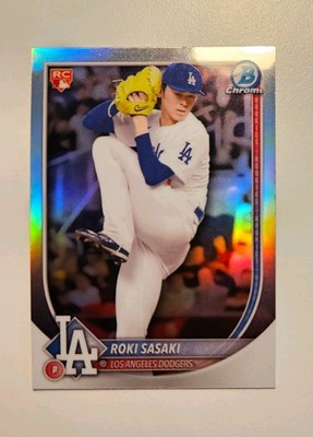 Roki Sasaki RC 2025-26 Bowman Chrome Silver Refractor Red Rookie Logo MLB