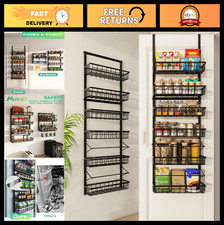 Over The Door Pantry Organizer - 6-Tier Adjustable Storage Baskets, Metal Spice