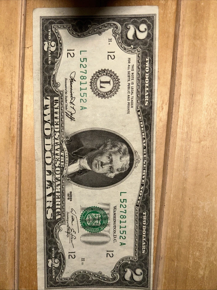 Very Odd Ink Error $2 Two Dollar Bill Circulated FREE SHIPPING  - Image 3 of 4