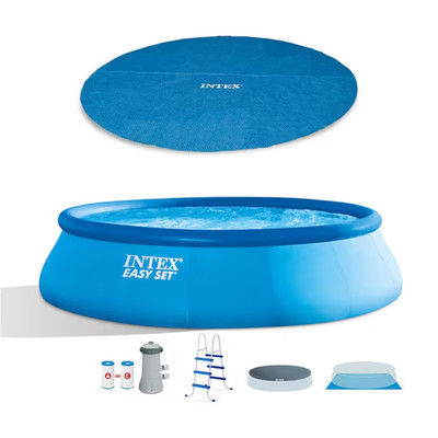 Intex 15-ft x 15-ft x 42-in Inflatable top ring Round Above-Ground Pool