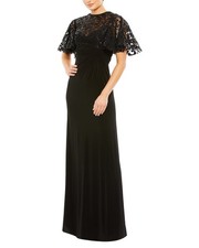 Mac Duggal Embellished Butterfly Sleeve Gown Women's