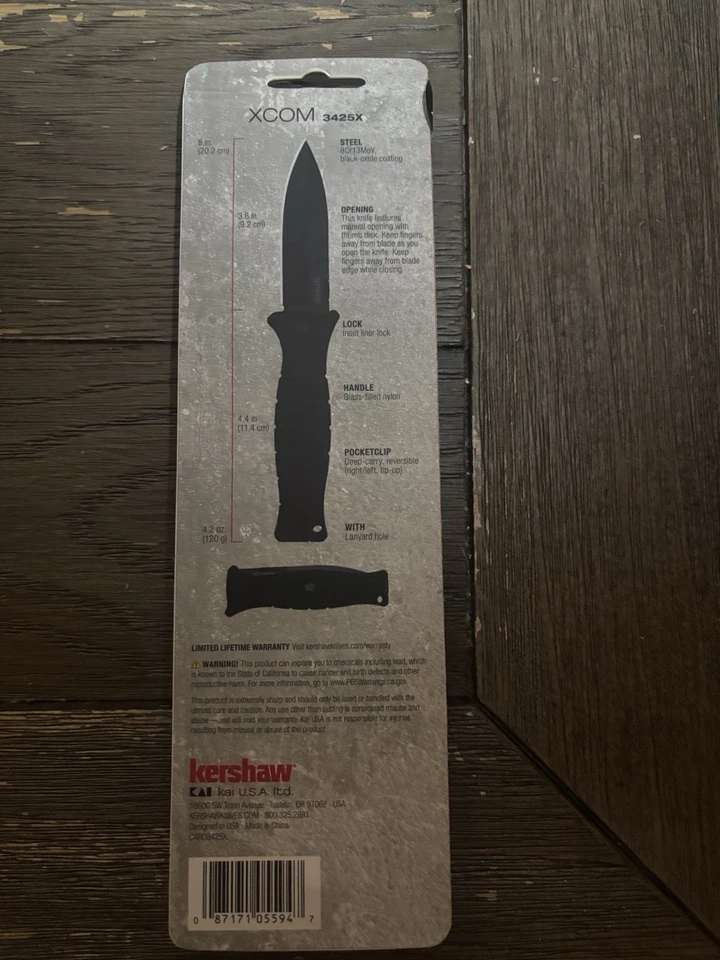 Navaja de bolsillo Kershaw XCOM 3,6 pulgadas estilo militar hoja recubierta de óxido negro Foto 2 de 2