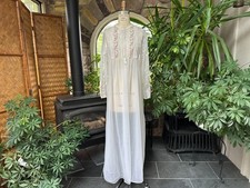 Vintage 1970s White Nylon Lace and Embroidered Sheer Robe Suzy Star