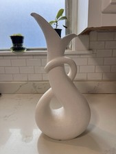 Royal Haeger MCM Serpentine Textured Vase #483 White w/ Turquoise Tulip top