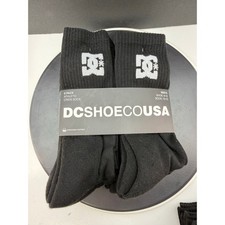 DC SHOES 8 Pack Mens Black Crew Socks Athletic Cushioned Shoe Sizes 8-12 Skater