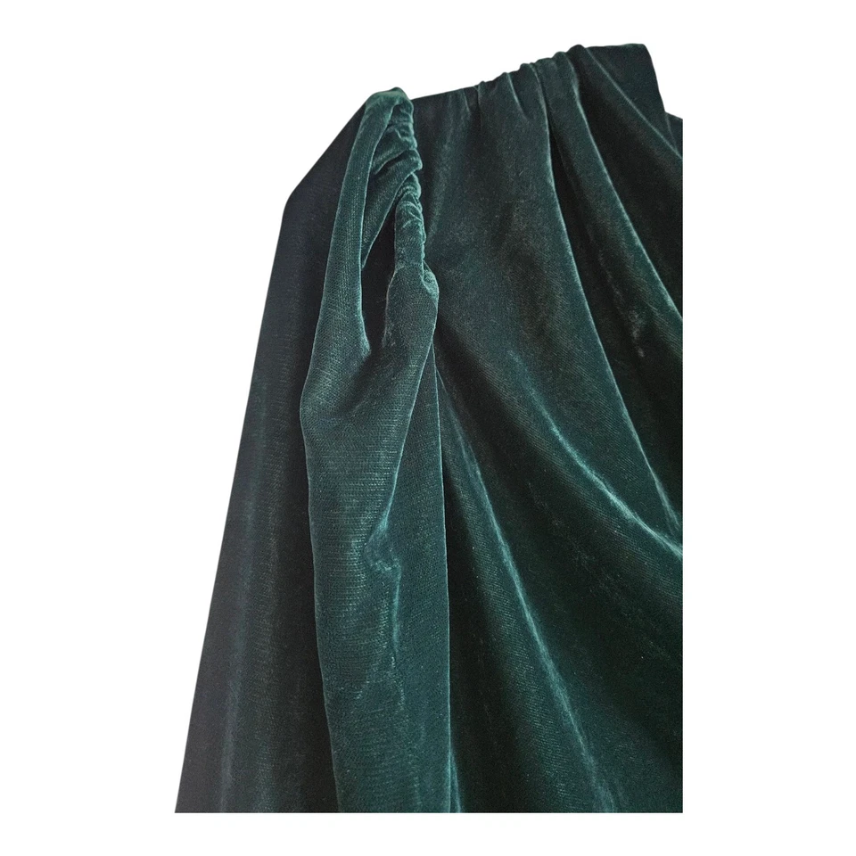 Blusa de terciopelo con cuello drapeado en L de Rachel Zoe para mujer manga larga verde esmeralda Foto 4 de 4