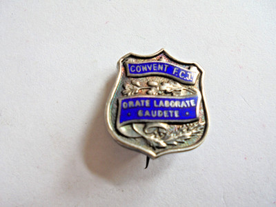Vint Catholic Convent F.C.J. Orate Laborate Laudete Sterling Silver? Pin by F&S