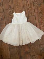 12 M Baby Girl White Gold Princess Party Dress Birthday Wedding