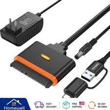 SATA to USB Adapter with Power Supply  USB C Converter - Supports 20TB Drives