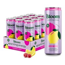 Bloom Nutrition Sparkling Energy Drink 12 Fl Oz (Pack of 12) Raspberry Lemon