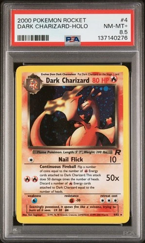 2000 POKEMON ROCKET #4 DARK CHARIZARD-HOLO PSA 8.5