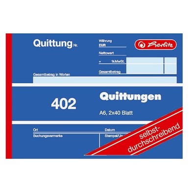 Quittungsblock Quittungen durchschreibend mit Durchschlag Herlitz