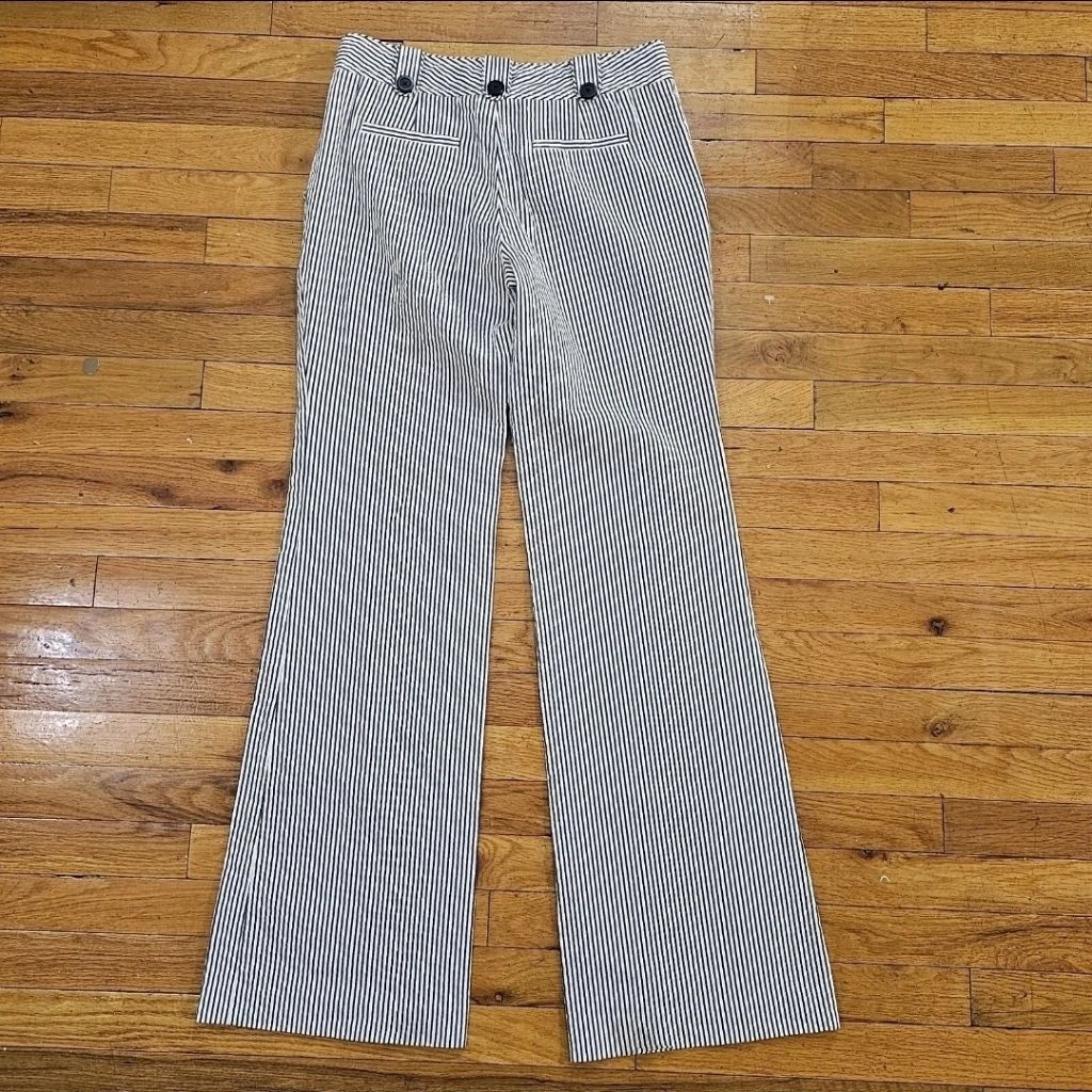 Tory Burch pantalone donna svasato a righe taglia 8 bianco nero