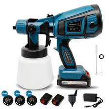 With 2 Batteries High Pressure Cordless Paint Sprayer Electric HVLP Spray Gun US
