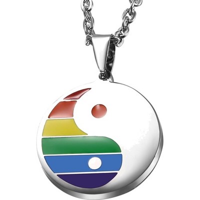 Moderne Yin Yang Halskette mit Trigramme Anhänger Edelstahl