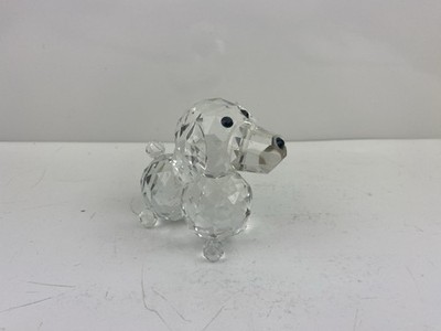 Crystal Clear Cut Glass Dog Poodle Figurine Black Eyes Nose Sun Catcher