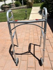 Drive Medical Deluxe Two Button Folding Walker with 5" Wheels 10210 