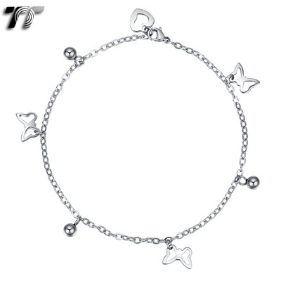 TT Silver Stainless Steel Dangle Cross & Ball Chain Anklet AN20S NEW TT Silver Stainless Steel Dangle Cross & Ball Chain Anklet AN20S NEW