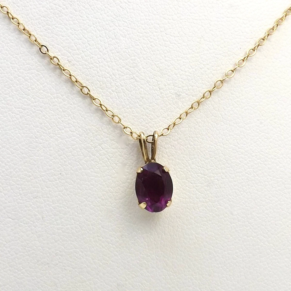 12k Gold Filled Oval Genuine Amethyst February Birthstone Pendant