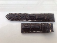 Size 20/18 Black Genuine Croc Leather Skin Watch Strap Band, Wristband