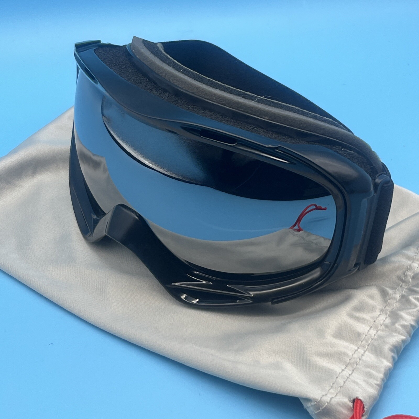 Outdoor Master Snow Goggles Ski Snowboarding Black Mirrored Adjustable Strap