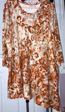 NWOT XL LOGO LORI GOLDSTEIN BEIGE BROWN ORANGE TUNIC TOP  ASYMETRICAL  #WT04