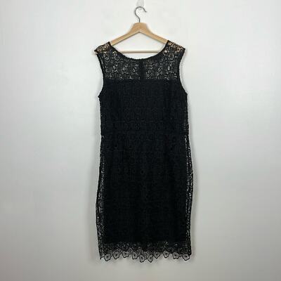 Dressbarn Collection Womens 14 Black sleeveless Embroidered Floral Eyelet  Dress