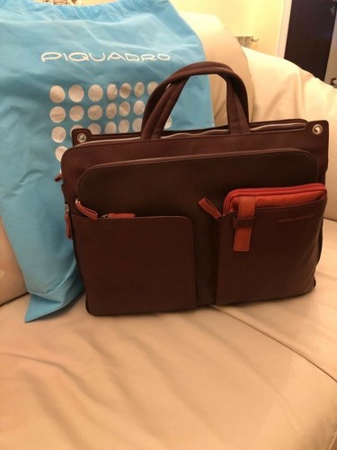 Borsa Piquadro espandibile in pelle marrone nuova | eBay