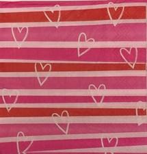 two Individual Beverage Paper Red Pink Heart Love Valentine Decoupage napkins