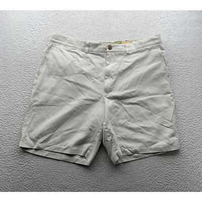 Tommy Bahama Chino Shorts Mens 40 (Tag 38) 9'' White Silk Blend Preppy Casual Dad